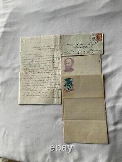 CIVIL WAR 4h CT RGT LETTER & ENVELOPE VA 1861 2 PC PATRIOTIC STATIONARY @261