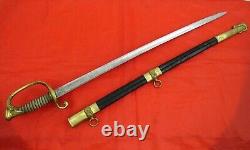 CIVIL WAR AMERICAN NAVY USN M1852 NAVAL OFFICERS SWORD DECORATED BLADE Very Fine