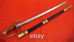 CIVIL WAR AMERICAN NAVY USN M1852 NAVAL OFFICERS SWORD DECORATED BLADE Very Fine