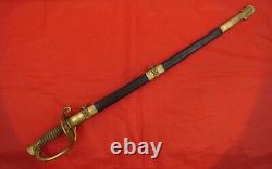 CIVIL WAR AMERICAN NAVY USN M1852 NAVAL OFFICERS SWORD DECORATED BLADE Very Fine