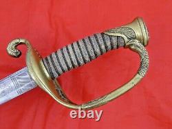 CIVIL WAR AMERICAN NAVY USN M1852 NAVAL OFFICERS SWORD DECORATED BLADE Very Fine