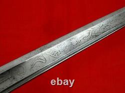 CIVIL WAR AMERICAN NAVY USN M1852 NAVAL OFFICERS SWORD DECORATED BLADE Very Fine