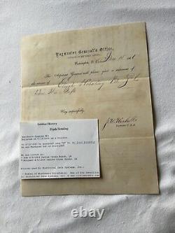 CIVIL WAR CAPTURED SABINE CROSSROADS & WOUNDED 23d WISCONSIN POW PAY @258