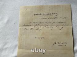 CIVIL WAR CAPTURED SABINE CROSSROADS & WOUNDED 23d WISCONSIN POW PAY @258