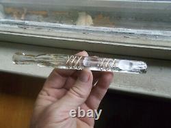 CIVIL WAR ERA 6 1/2FLINT GLASS LACHRYMATORY TEAR CATCHER VIAL CUT Xs CRUDE LIP