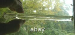 CIVIL WAR ERA 6 1/2FLINT GLASS LACHRYMATORY TEAR CATCHER VIAL CUT Xs CRUDE LIP