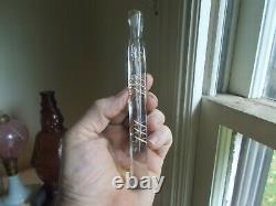 CIVIL WAR ERA 6 1/2FLINT GLASS LACHRYMATORY TEAR CATCHER VIAL CUT Xs CRUDE LIP