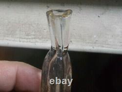 CIVIL WAR ERA 6 1/2FLINT GLASS LACHRYMATORY TEAR CATCHER VIAL CUT Xs CRUDE LIP