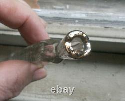 CIVIL WAR ERA 6 1/2FLINT GLASS LACHRYMATORY TEAR CATCHER VIAL CUT Xs CRUDE LIP