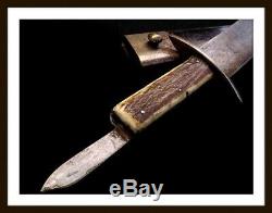 CIVIL WAR ERA BOWIE KNIFE ANTIQUE FOLDING BLADE in GRIP AMERICANA 19th CENTURY