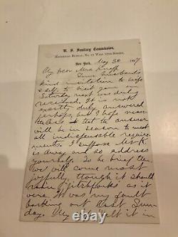 CIVIL WAR ERA US SANITARY COMMISSION LETTER 1867 BUREAU WEST 12th STREET. #93