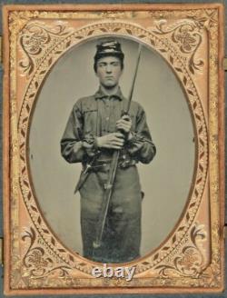CIVIL WAR FIGHTING KNIFE BY ROGERS, SHEFFIELD withLADY LIBERTY GUTTA PERCHA HANDLE