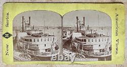 CIVIL WAR RECONSTRUCTION SIDE-WHEELER CITY of ST LOUIS STEREO VIEW PHOTO 1874