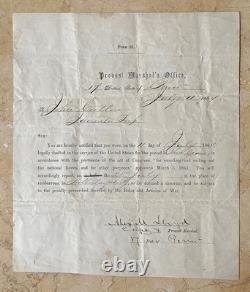 CIVIL WAR UNION 103rd PA INF DRAFT NOTICE 7/11/64 JOHN COSTLOW DWC ANDERSONVILLE