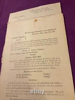 CIVIL War 35 Union General Orders Tenn La Virginia Various Court Martials #1866