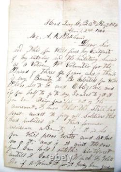 CIVIL War 41st Pennsylvania Soldier Killed In Action Letter Virginia 1864