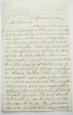 CIVIL War 4th Of July Celebration Ragmonkeys Saloons And Rail Fences Letter 1861