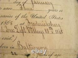 CIVIL War 5th Maryland Union Soldier Discharge Fredericksburg Virginia 1865