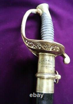 CIVIL War Ames Foot Officer Sword Presented To Captain J Wade From His Friends