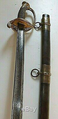 CIVIL War Ames M 1850 Foot Officer Sword W Signed Ames Metal Scabbard C 1862