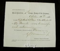 CIVIL War City Point Virginia Pass For 118th Pennsylvania Hospital Steward 1864