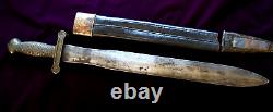 CIVIL War Cofederate Ej Johnston Or Wj MC Elroy Artillery Short Sword W Scabbard