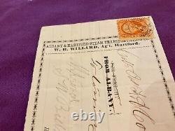 CIVIL War Colt Firearms Machinery Hartford Connecticut Receipted 1865 Tax Stamp
