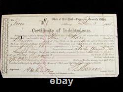CIVIL War Delaware County New York Volunteers Certificate Sg Dby Governor Fenton