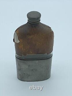 CIVIL War Era Military Flask Wt Fry Co Philadelphia Pewter Glass