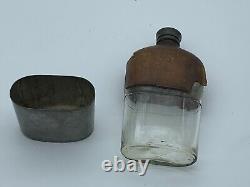 CIVIL War Era Military Flask Wt Fry Co Philadelphia Pewter Glass