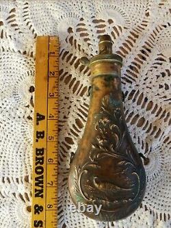 CIVIL War Era Soldier's Copper Powder Flask By A Batty 1851 Hunting Indian