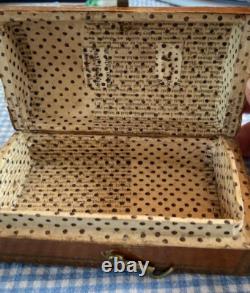 CIVIL War Era-small Hump Back Doc. Casket. Period Paper Tooled Leather Over Wood