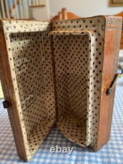 CIVIL War Era-small Hump Back Doc. Casket. Period Paper Tooled Leather Over Wood