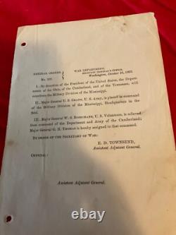 CIVIL War Grant Takes Command Mississippi 1863 War Dept Order Rosecrans Out 1847