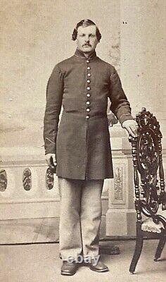 CIVIL War Hartford Ct. Union Soldier Wears M-1861 Enlisted Frock Coat CDV Photo