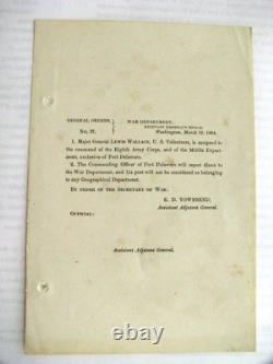 CIVIL War Lew Wallace Promotion Union Army General Order