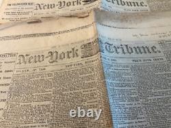 CIVIL War Lincoln Assassination Lot Of 3 Newspapers 1865 Conspirators Trial 1824