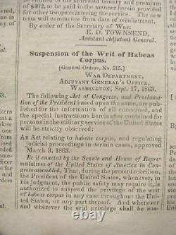 CIVIL War Lincoln Execution Of Rebel Prisoners Order Army & Navy News 1863
