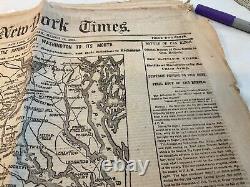 CIVIL War Lincoln Group Of 3 Newspapers Front Page Maps 1862 1863 Battles # 1826