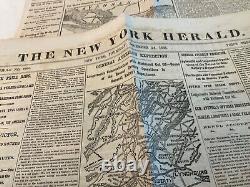 CIVIL War Lincoln Group Of 3 Newspapers Front Page Maps 1862 1863 Battles # 1826