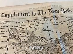 CIVIL War Lincoln Group Of 3 Newspapers Front Page Maps 1862 1863 Battles # 1826