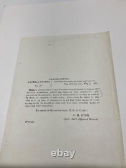CIVIL War Louisiana General Order 1865 Destitute Inhabitants Cultivation As Need