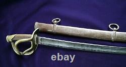 CIVIL War M 1840 Cavalry Sword With Confederate Etching On Blade Made By K&c