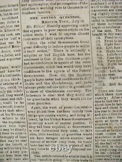 CIVIL War Memphis Tennessee Occupation Newspaper 1864