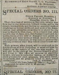 CIVIL War Memphis Tennessee Occupation Newspaper 1864