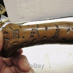 CIVIL War Navy New Jersey Blue Folk Art Carved Cane Walking Stick 1862 Raj