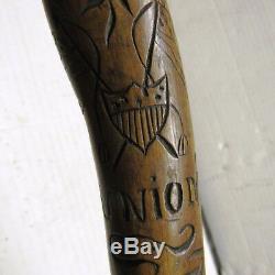 CIVIL War Navy New Jersey Blue Folk Art Carved Cane Walking Stick 1862 Raj