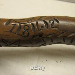 CIVIL War Navy New Jersey Blue Folk Art Carved Cane Walking Stick 1862 Raj