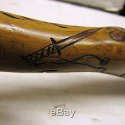 CIVIL War Navy New Jersey Blue Folk Art Carved Cane Walking Stick 1862 Raj