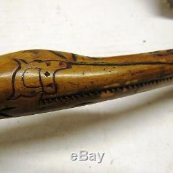 CIVIL War Navy New Jersey Blue Folk Art Carved Cane Walking Stick 1862 Raj